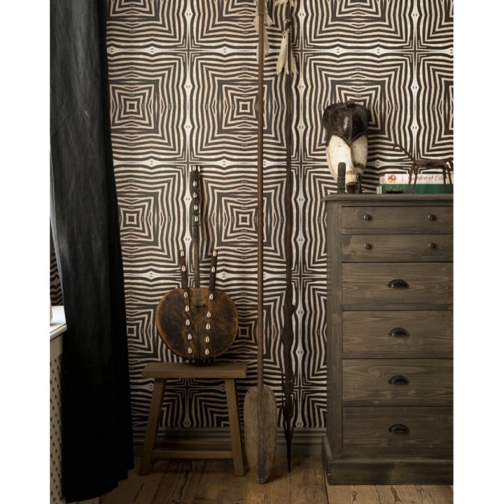 Papel pintado estampado de cebra estilo étnico - Aisha Mood 128248