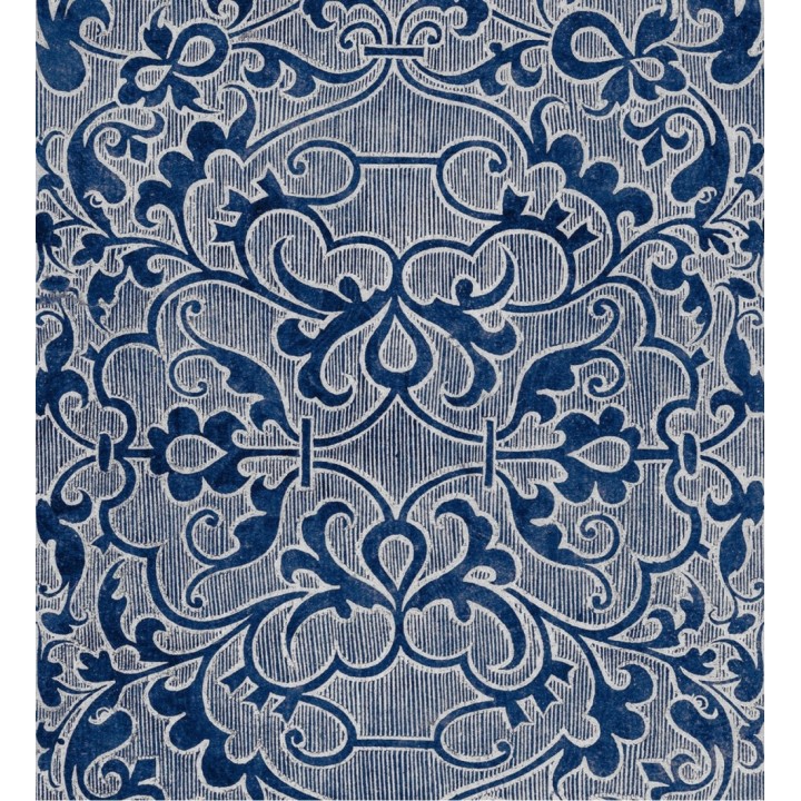 Papel pintado volutas ornamentales azules y blancas - Morgana 128251