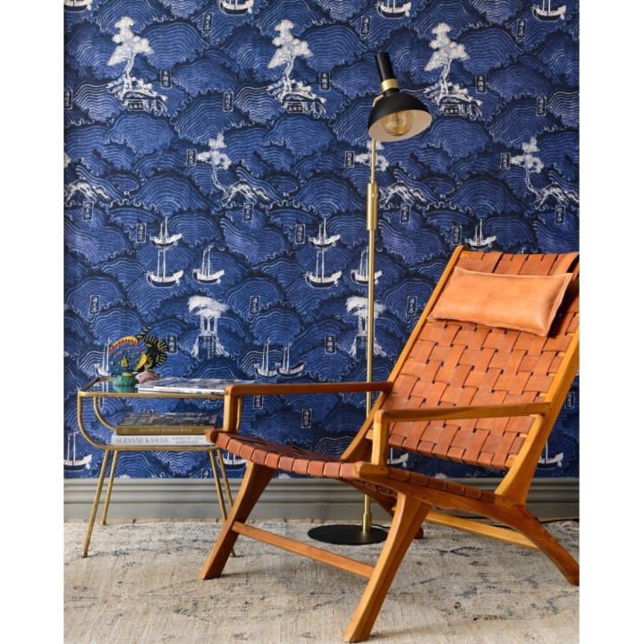 Papel pintado árboles y barcos en mar abstracto - Sky Storm 128256