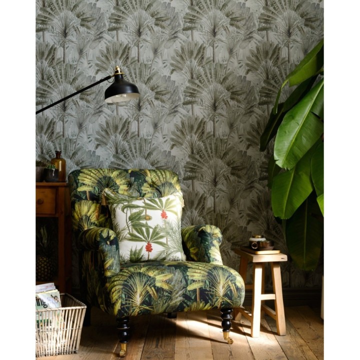 Papel pintado hojas tropicales verde claro - Tropical Fan 128268