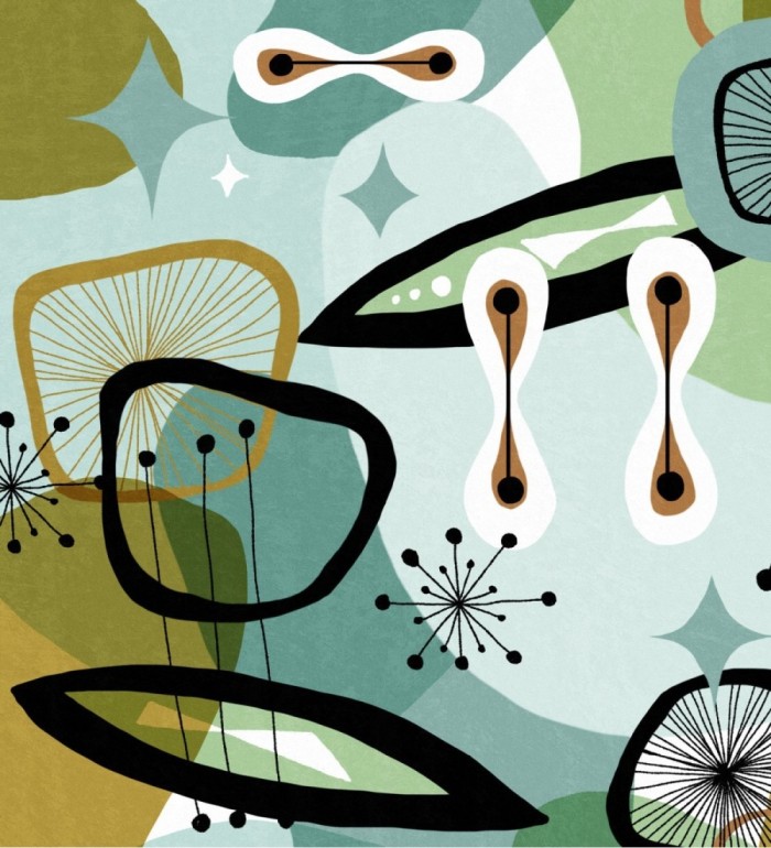 Papel pintado dibujos abstractos estilo retro - Dalí Time 128273