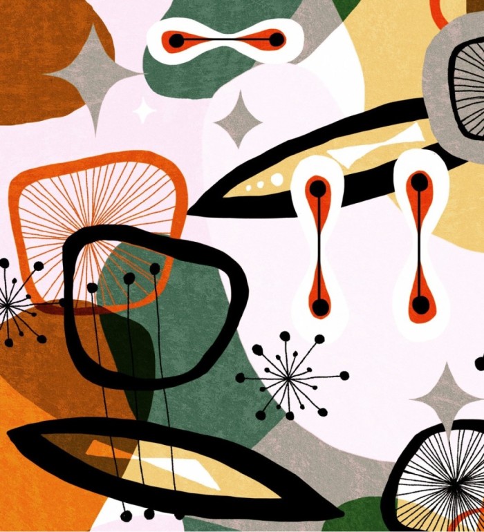 Papel pintado dibujos abstractos estilo retro - Dalí Time 128274