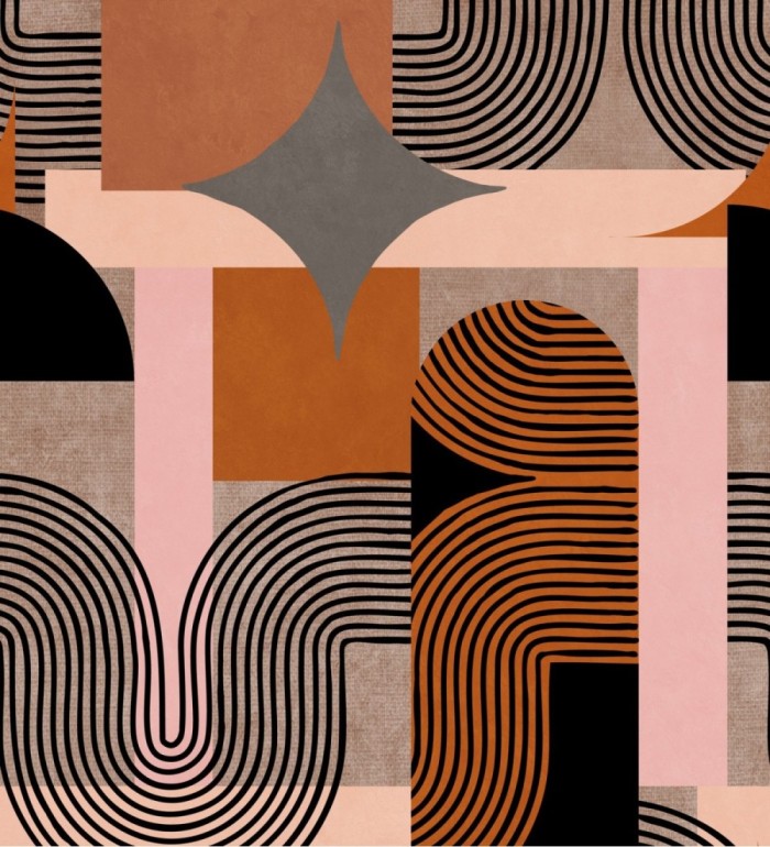 Papel pintado ondas negras estilo art decó - Disco Division 128276
