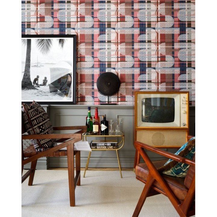 Papel pintado cuadros y ondas de colores - Modern Douglas 128278