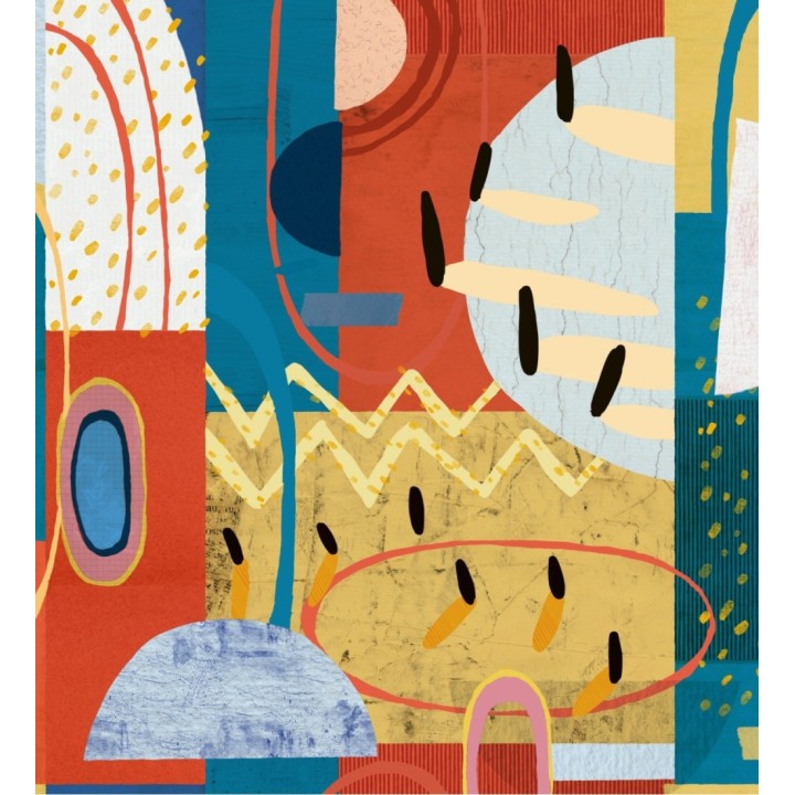 Papel pintado dibujo abstracto tonos ocres y azules - Jackson Drive 128283