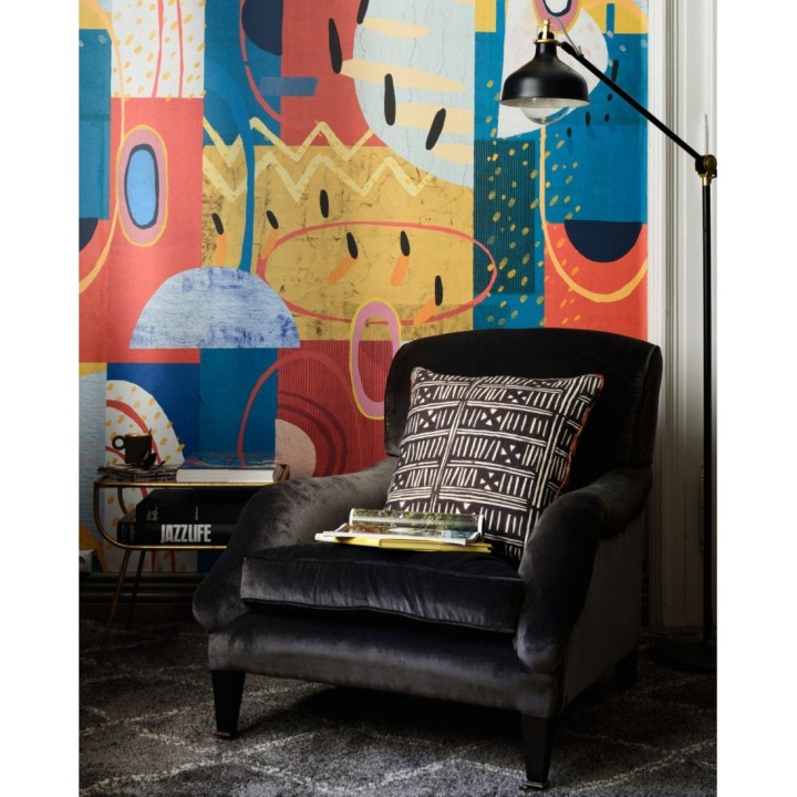 Papel pintado dibujo abstracto tonos ocres y azules - Jackson Drive 128283