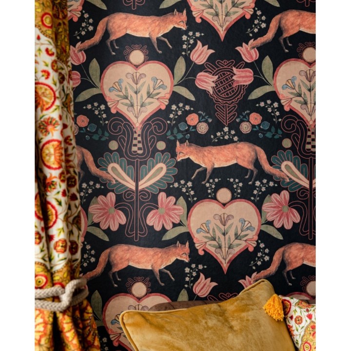 Papel pintado de corazones florales y zorros  - Fox Country 128288