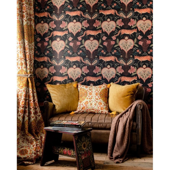 Papel pintado de corazones florales y zorros  - Fox Country 128288