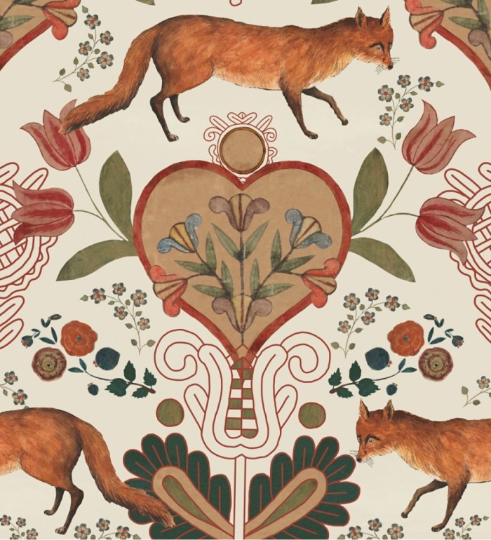 Papel pintado de corazones florales y zorros  - Fox Country 128289