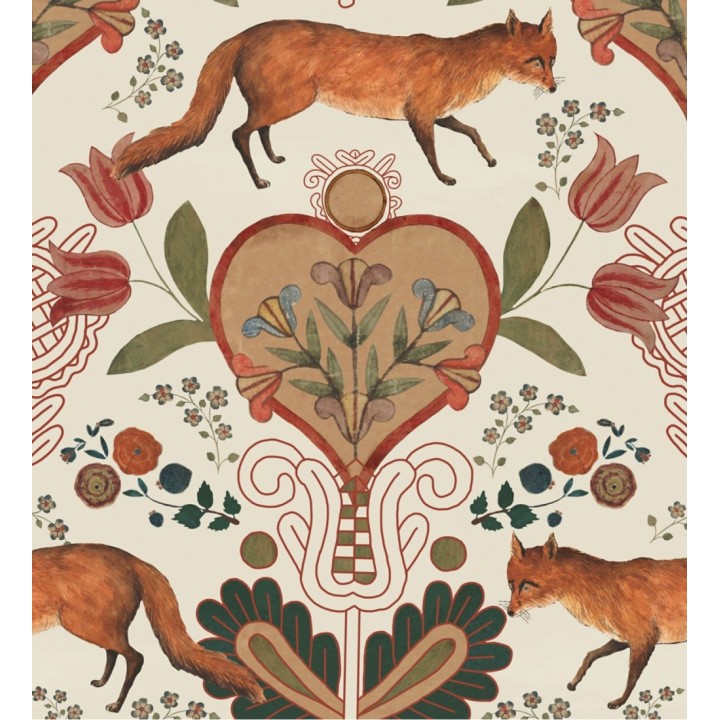 Papel pintado de corazones florales y zorros  - Fox Country 128289