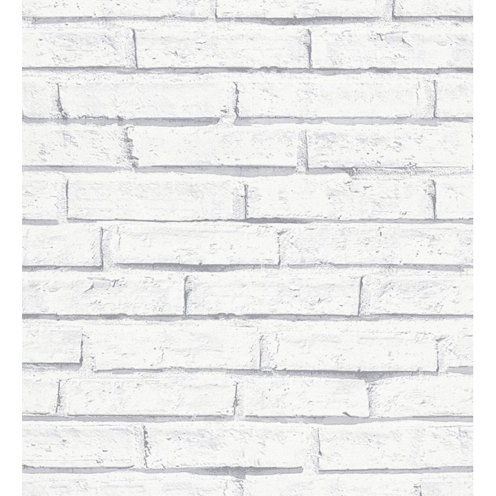Papel pintado imitando muro de ladrillo blanco sin relieve - Elier Brique 128291