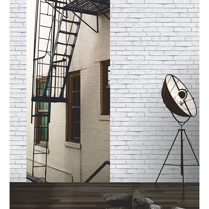 Papel pintado imitando muro de ladrillo blanco sin relieve - Elier Brique 128291