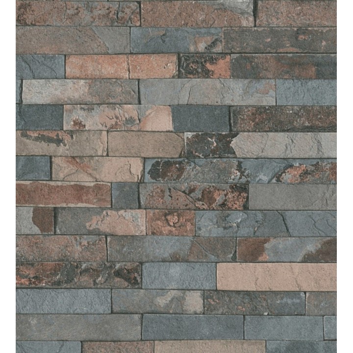 Papel pintado efecto muro de ladrillos pizarra estilo industrial - Aukan 128299