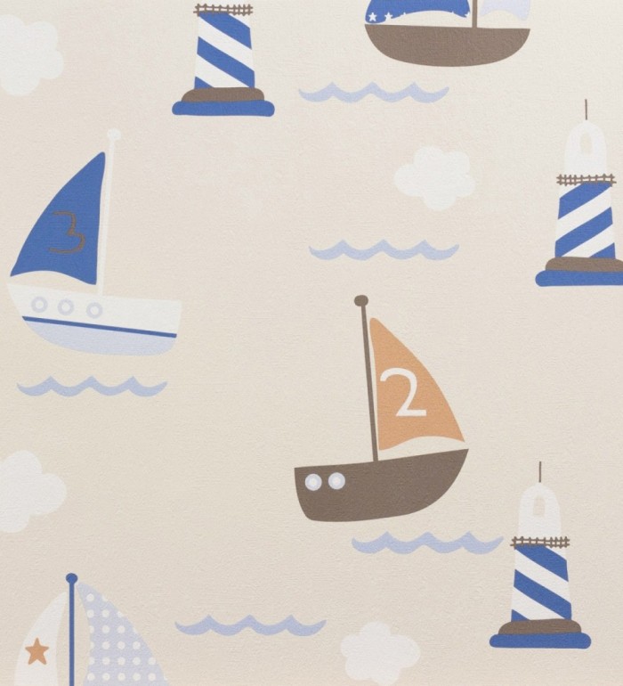 Papel pintado competición barcos de vela para niños habitación infantil - Boat Kids 128300
