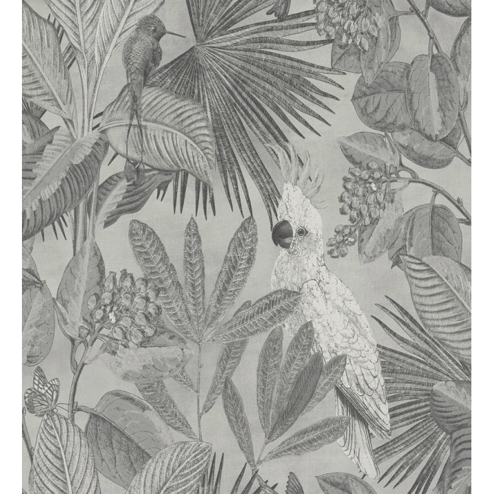 Papel pintado de cacatúas loros y hojas estilo selva tropical - Caledonia Birds 128303