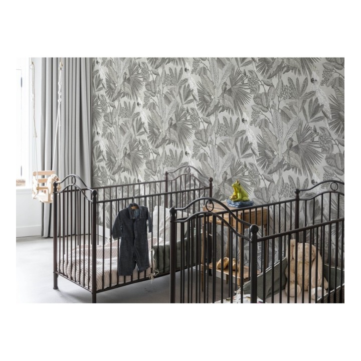 Papel pintado de cacatúas loros y hojas estilo selva tropical - Caledonia Birds 128303