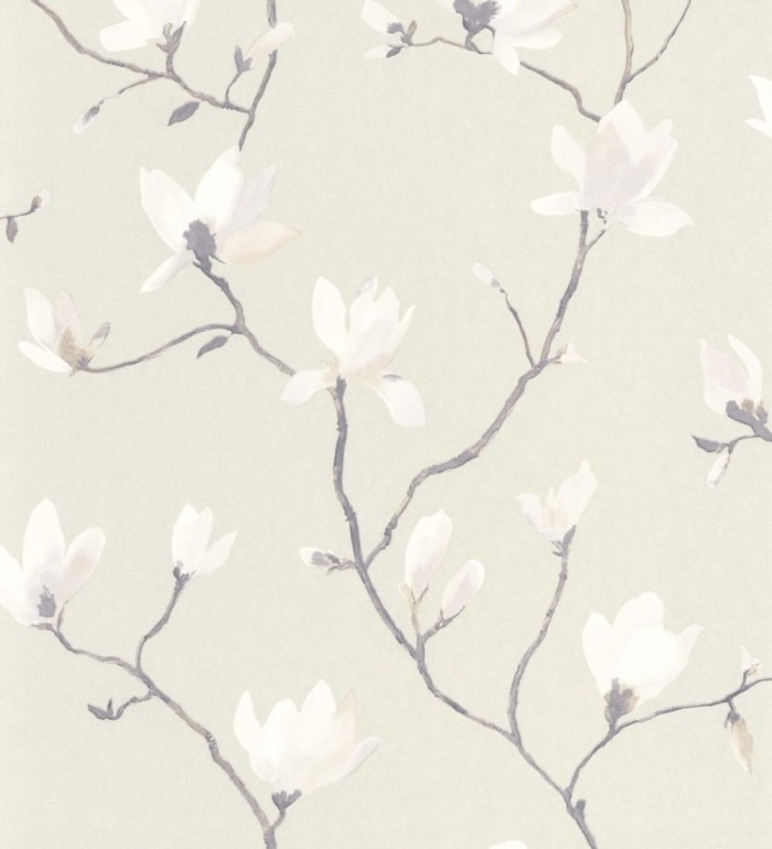 Papel pintado flores de jazmines fondo gris estilo nórdico - Jasmine Flowers 128309