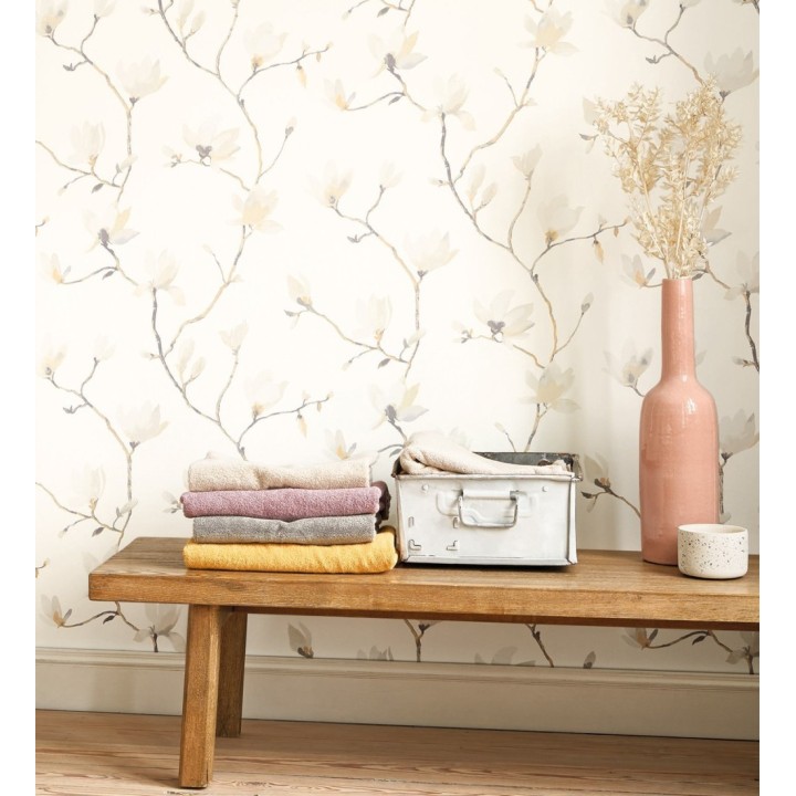 Papel pintado flores de jazmines fondo blanco estilo nórdico - Jasmine Flowers 128310