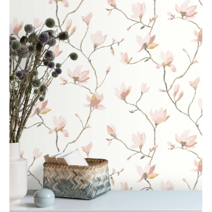 Papel pintado flores de jazmines rosa estilo nórdico - Jasmine Flowers 128311