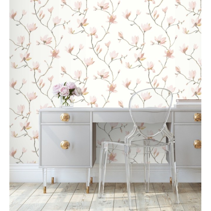 Papel pintado flores de jazmines rosa estilo nórdico - Jasmine Flowers 128311