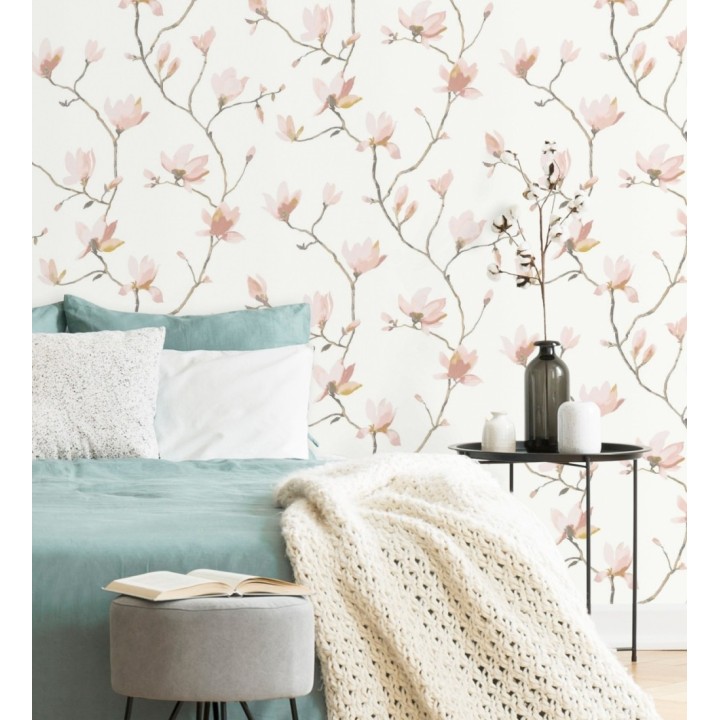 Papel pintado flores de jazmines rosa estilo nórdico - Jasmine Flowers 128311