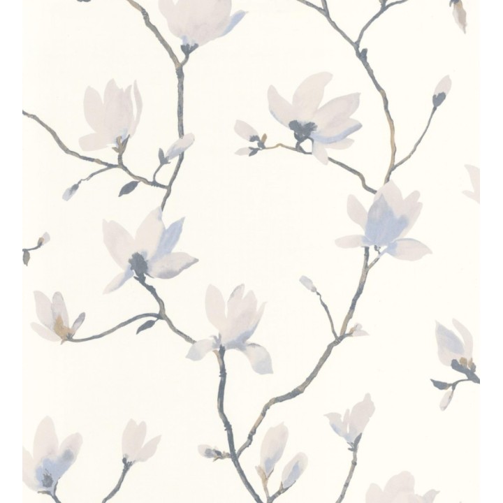 Papel pintado flores de jazmines fondo blanco estilo nórdico - Jasmine Flowers 128315