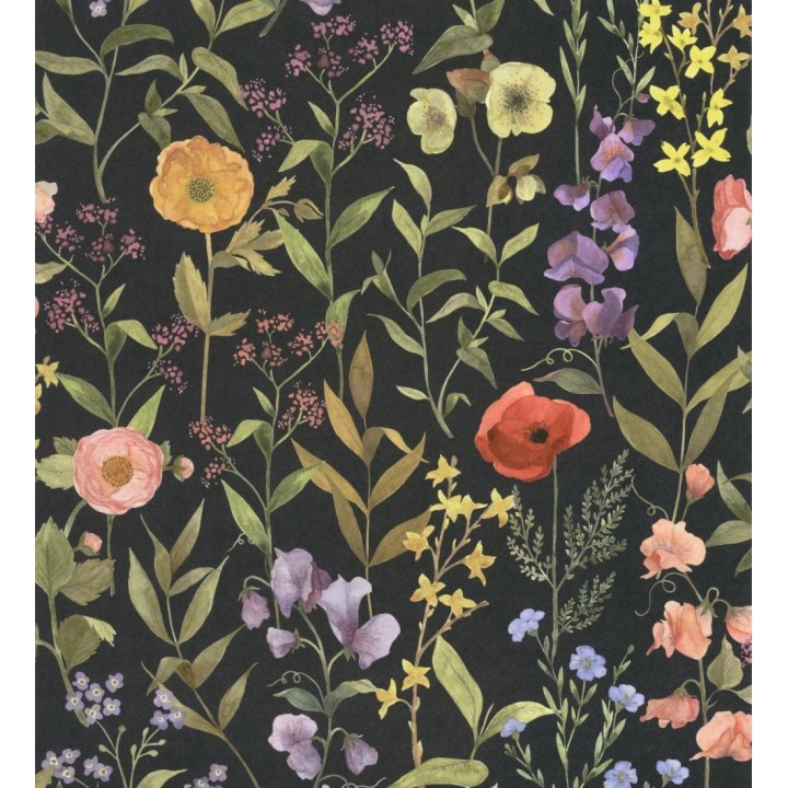 Papel pintado de flores amapolas y hojas estilo floral - Martina Garden 128326