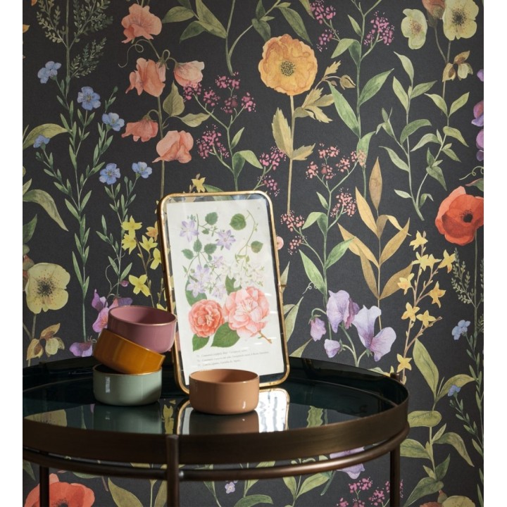 Papel pintado de flores amapolas y hojas estilo floral - Martina Garden 128326