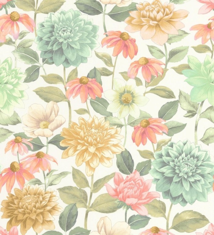 Papel pintado flores de margaritas y dalias  - Idania Flowers 128327