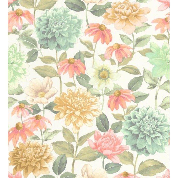 Papel pintado flores de margaritas y dalias  - Idania Flowers 128327