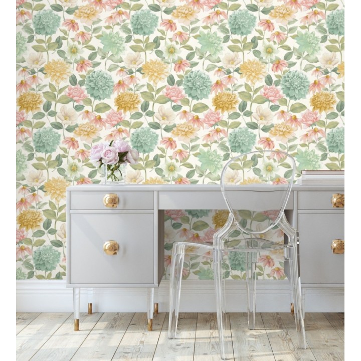 Papel pintado flores de margaritas y dalias  - Idania Flowers 128327