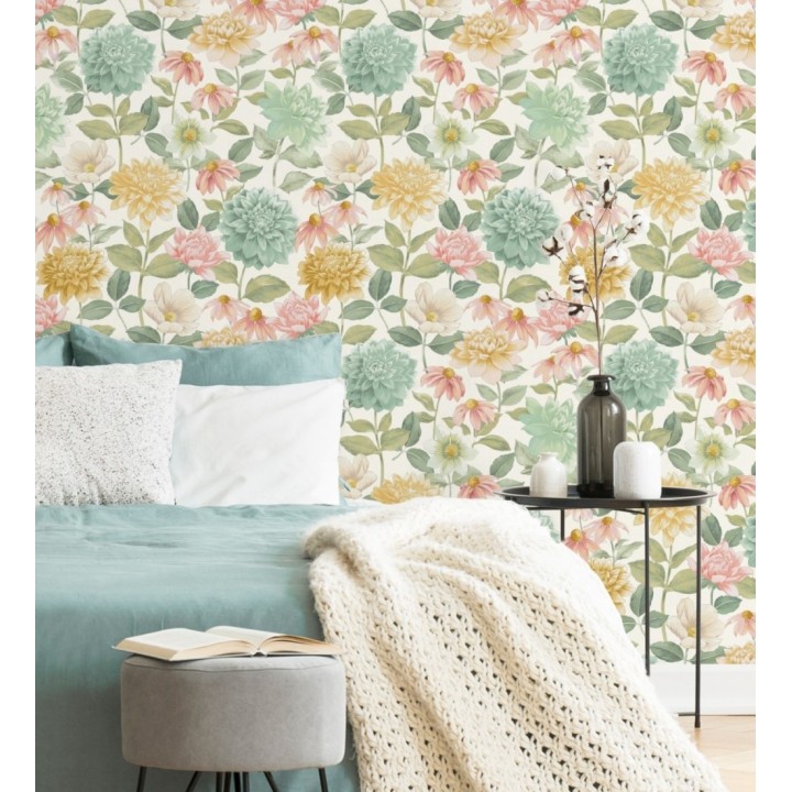 Papel pintado flores de margaritas y dalias  - Idania Flowers 128327