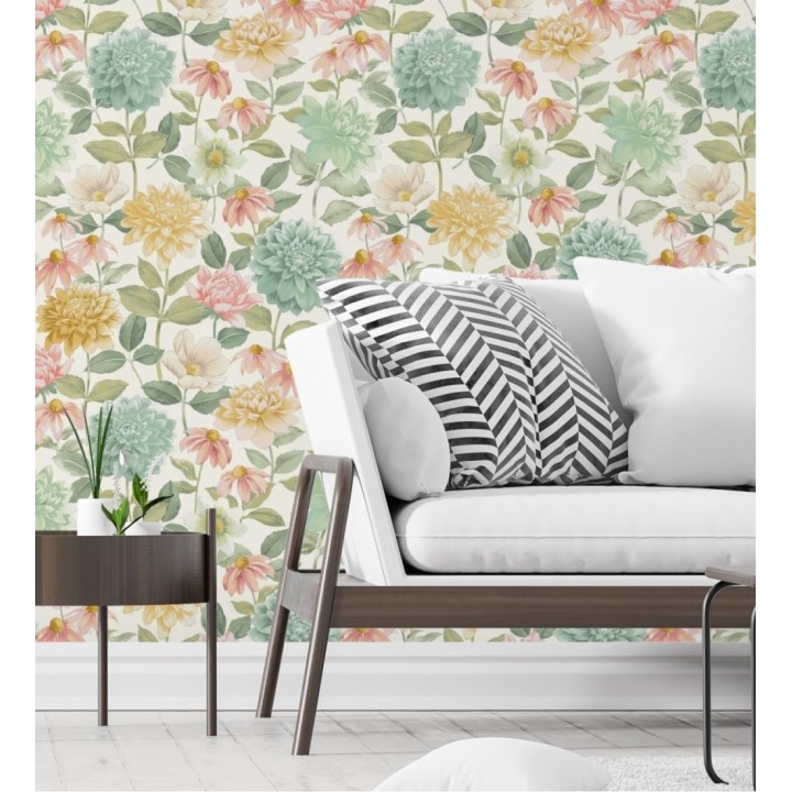 Papel pintado flores de margaritas y dalias  - Idania Flowers 128327