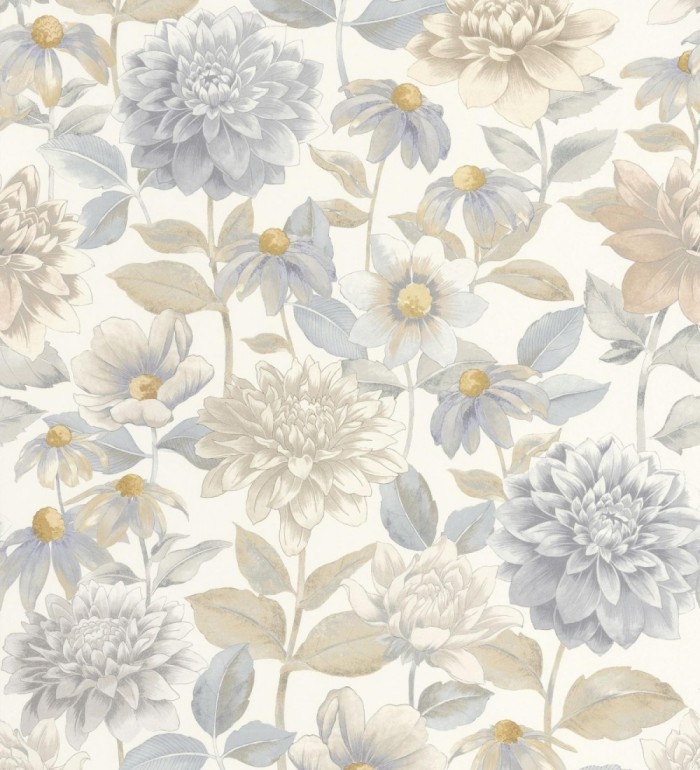 Papel pintado flores de margaritas y dalias  - Idania Flowers 128328