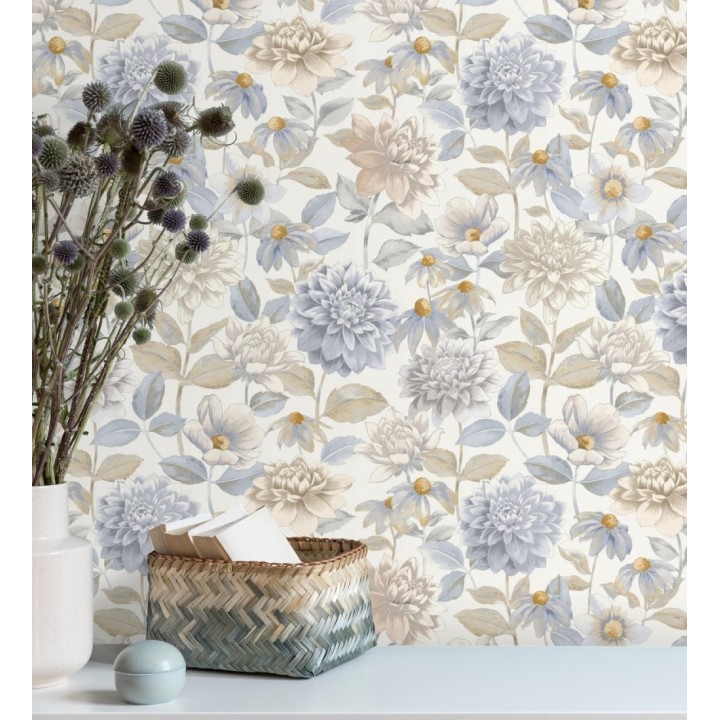 Papel pintado flores de margaritas y dalias  - Idania Flowers 128328