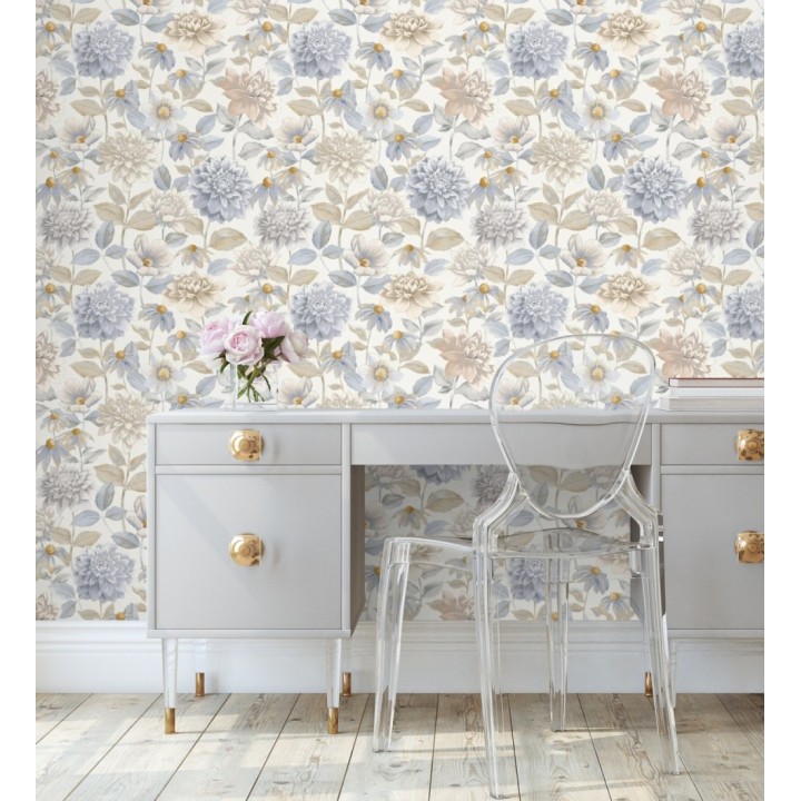 Papel pintado flores de margaritas y dalias  - Idania Flowers 128328