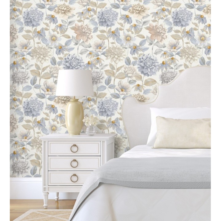 Papel pintado flores de margaritas y dalias  - Idania Flowers 128328