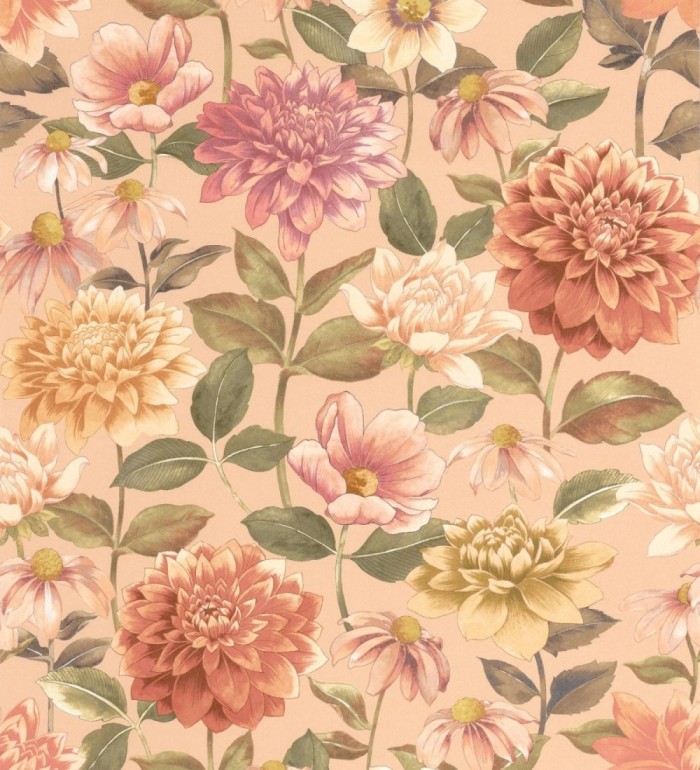 Papel pintado flores de margaritas y dalias  - Idania Flowers 128329