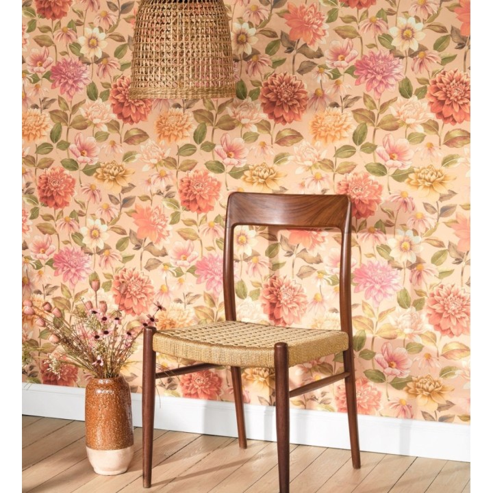 Papel pintado flores de margaritas y dalias  - Idania Flowers 128329