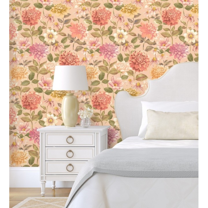 Papel pintado flores de margaritas y dalias  - Idania Flowers 128329