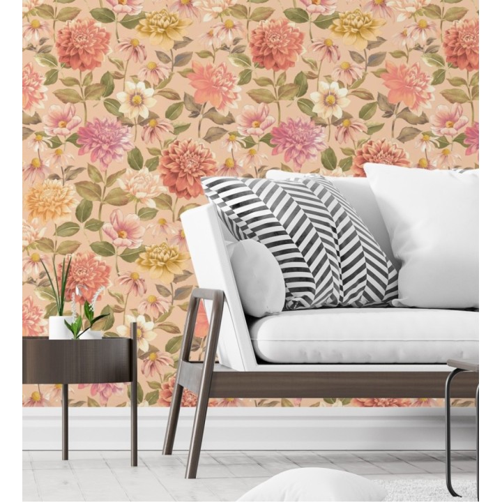 Papel pintado flores de margaritas y dalias  - Idania Flowers 128329