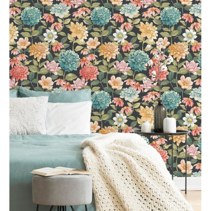 Papel pintado flores de margaritas y dalias  - Idania Flowers 128330