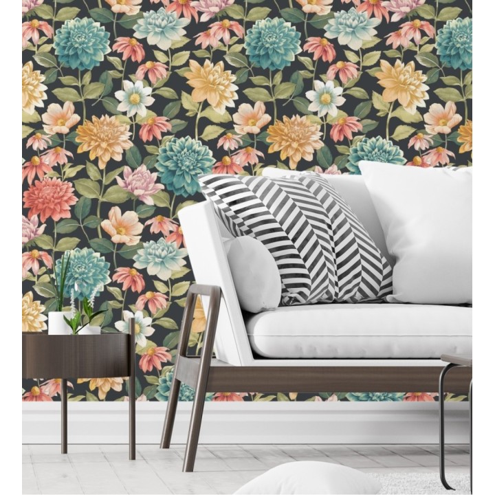 Papel pintado flores de margaritas y dalias  - Idania Flowers 128330