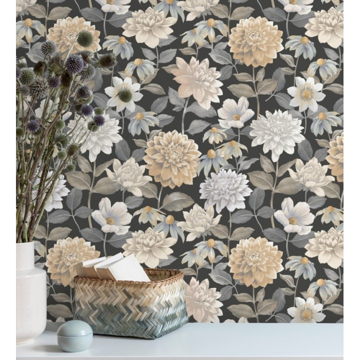 Papel pintado flores de margaritas y dalias  - Idania Flowers 128331