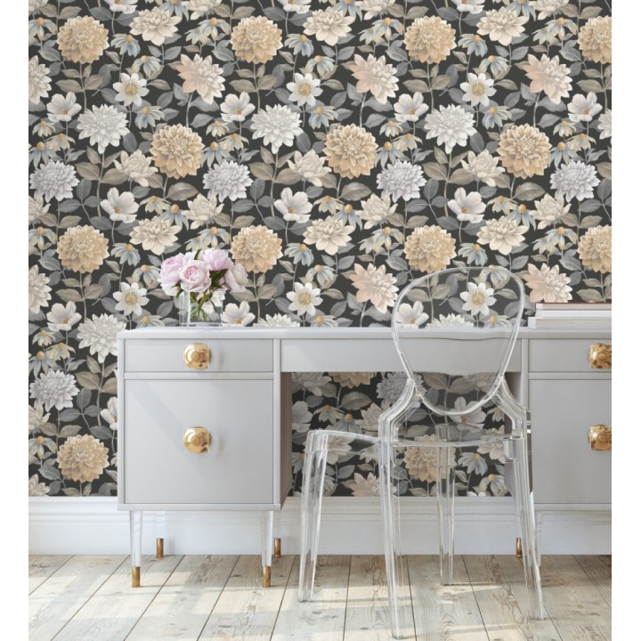 Papel pintado flores de margaritas y dalias  - Idania Flowers 128331