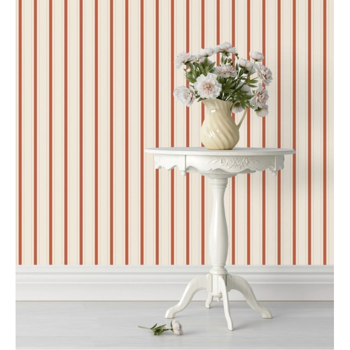 Papel pintado rayas clásicas finas rojas - Albert Stripes 128332