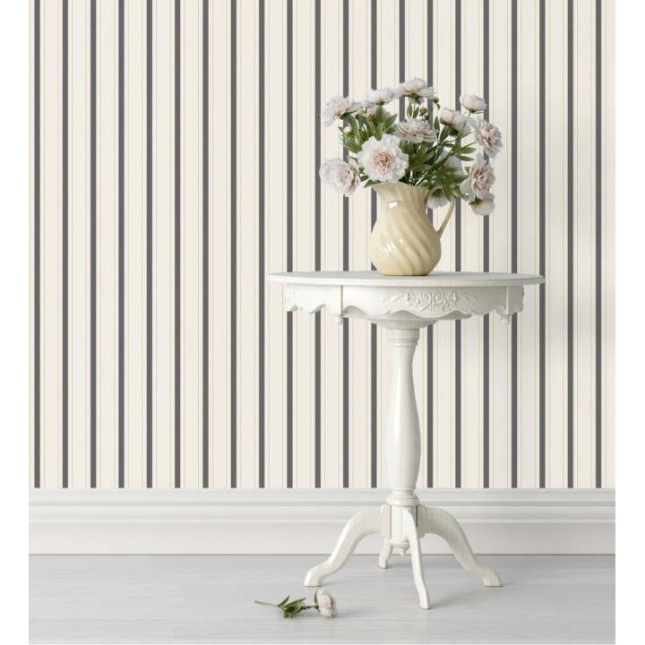 Papel pintado rayas clásicas finas negras - Albert Stripes 128333