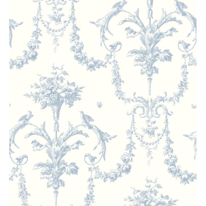 Papel pintado de cadenetas florales azules estilo neobarroco - Miracle 128342