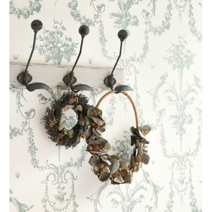 Papel pintado de cadenetas florales verdes estilo neobarroco - Miracle 128343