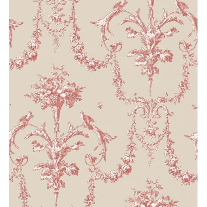 Papel pintado de cadenetas florales rojas estilo neobarroco - Miracle 128344